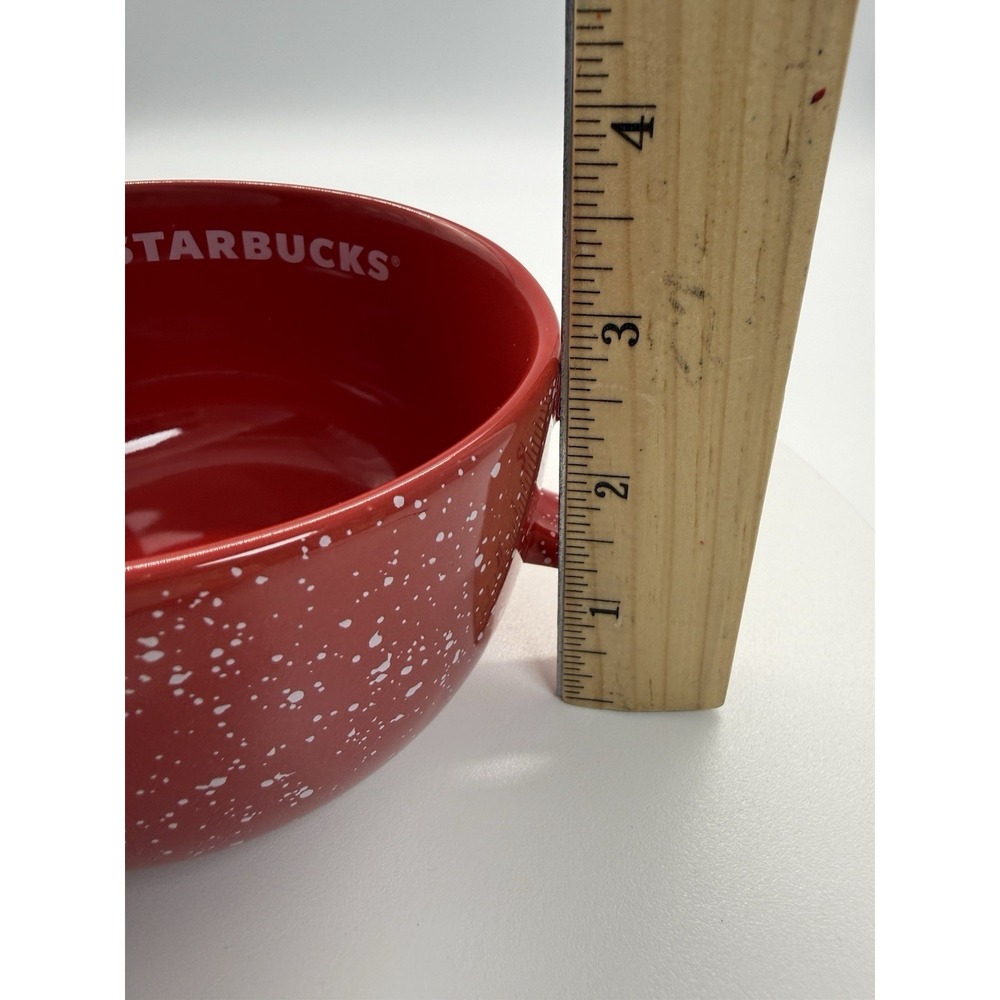Starbucks 2019 Red Mug With White Specks Ceramic Coffee Tea Soup Bowl 16 oz - Picture 6 of 10